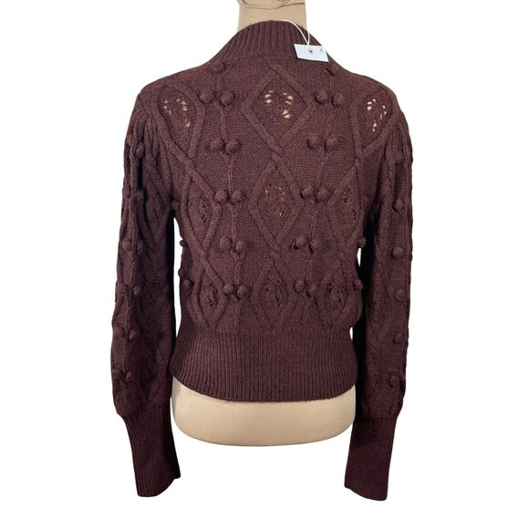 New Chelsea & Violet Pom Sweater Brick Red Size M Medium Mock Neck - Picture 3 of 6